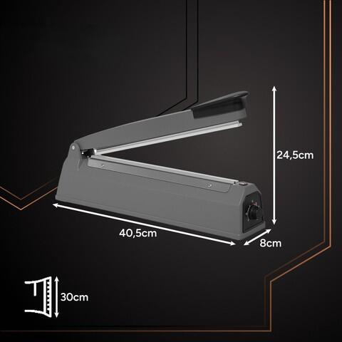 Aparat de sigilat pungi, 255 W, lungime sudura 30 cm, timp reglabil 1-8 s, gri