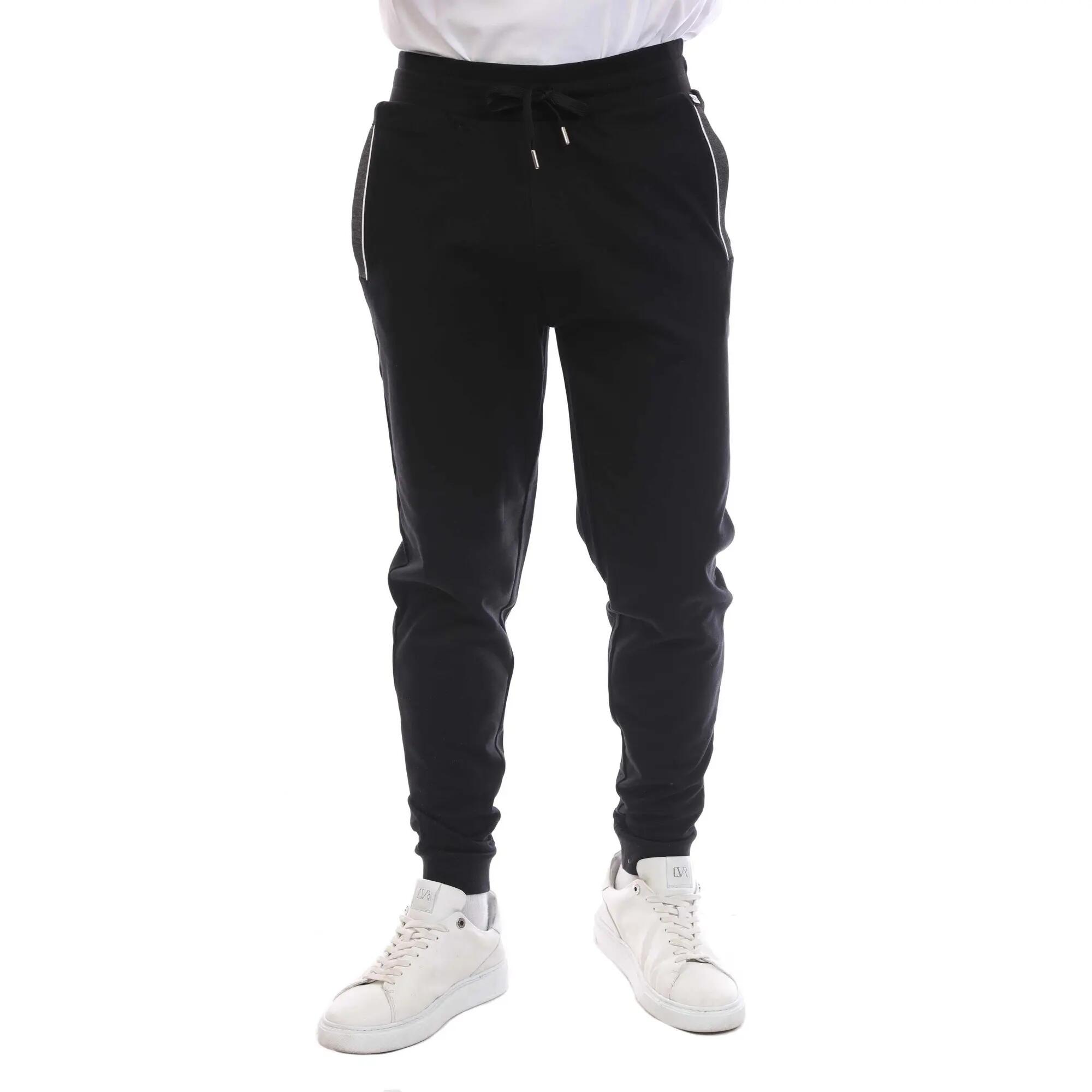 Mens Lounge Tracksuit Bottoms (Black) 2/4
