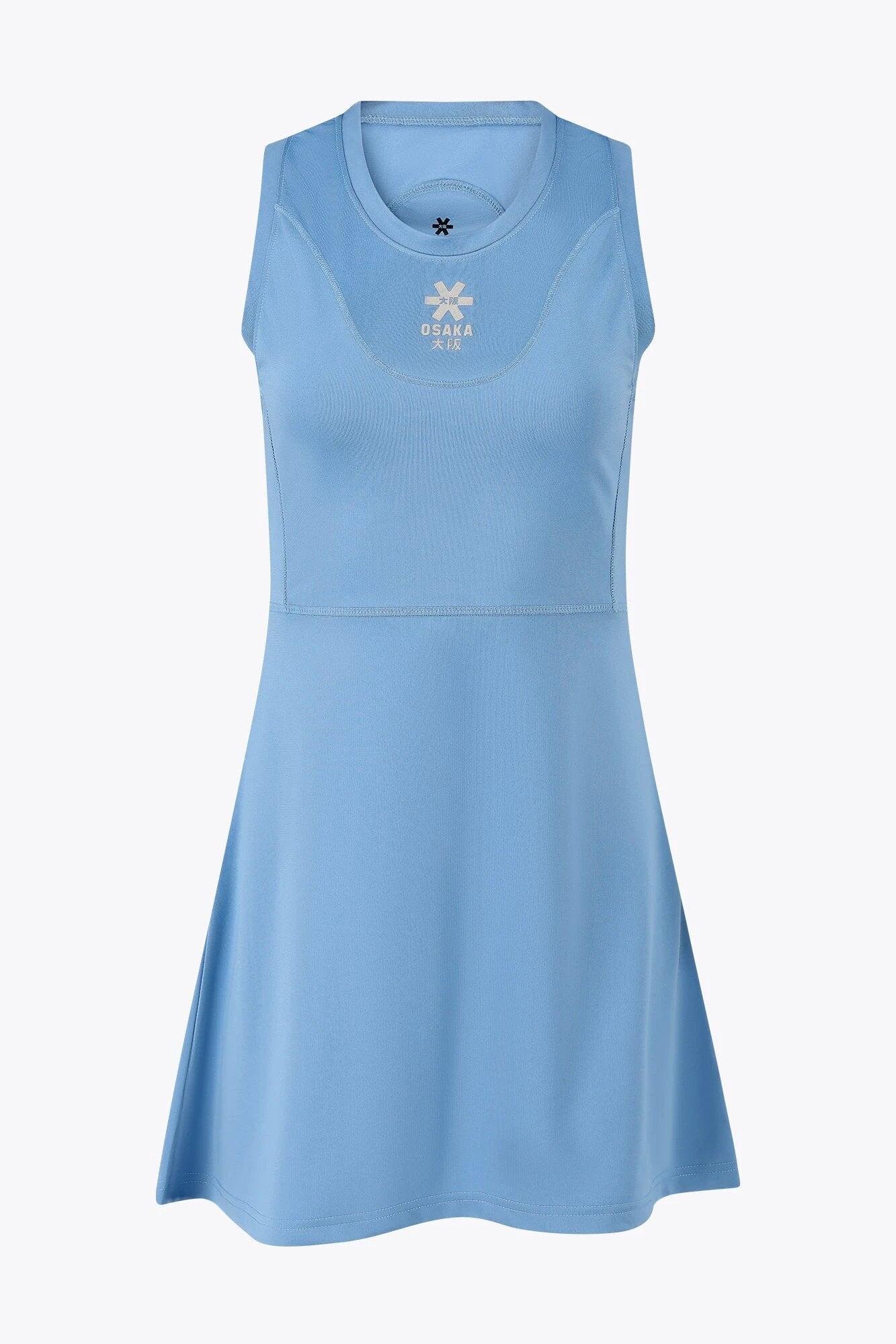 Vestido Osaka para mujer con vuelo | Azul lago plateado 1/3