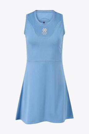 Osaka Damen-Kleid mit Volant | Silberseeblau