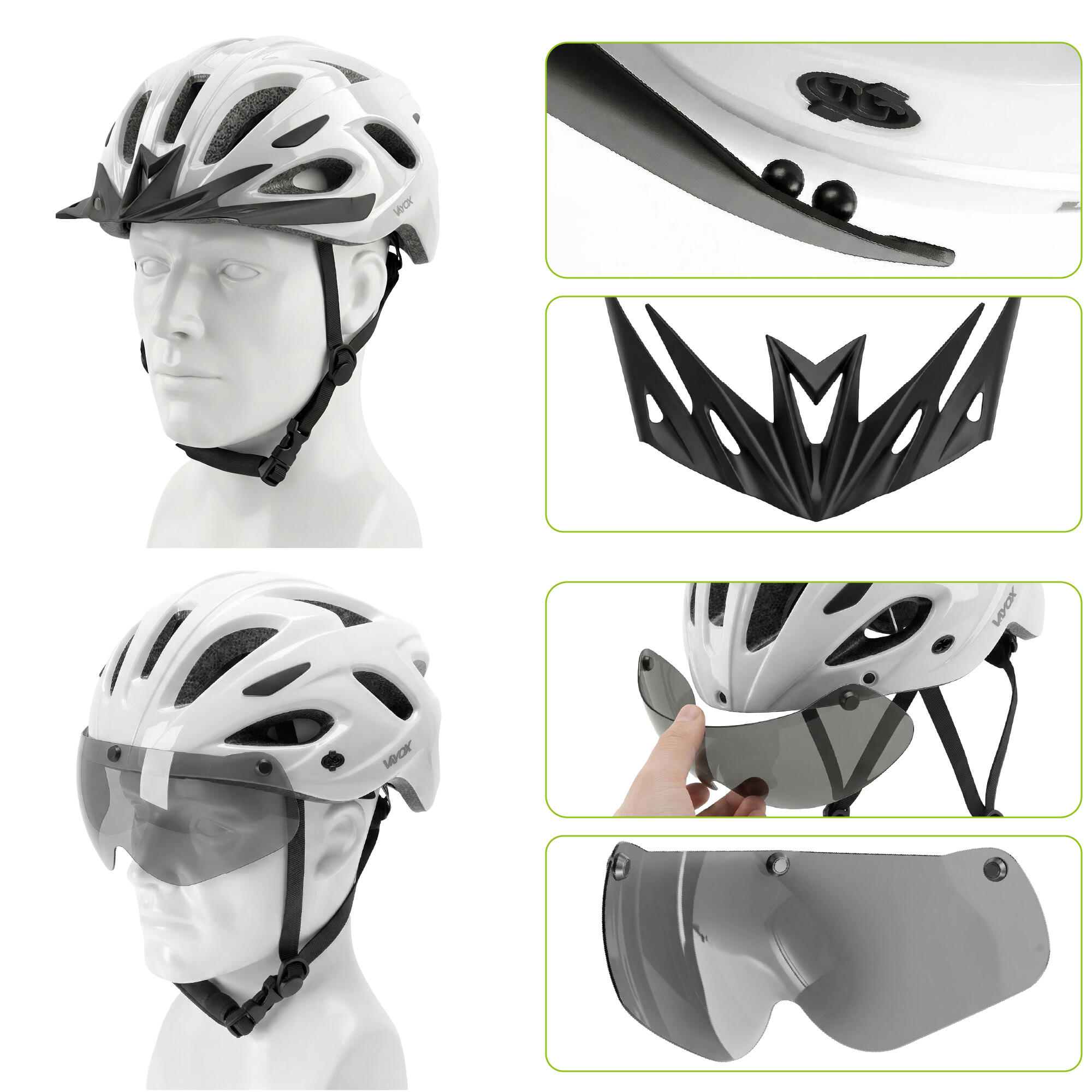 Capacete de ciclismo Vayox Speed VA0425 com luz LED e viseira 3/7