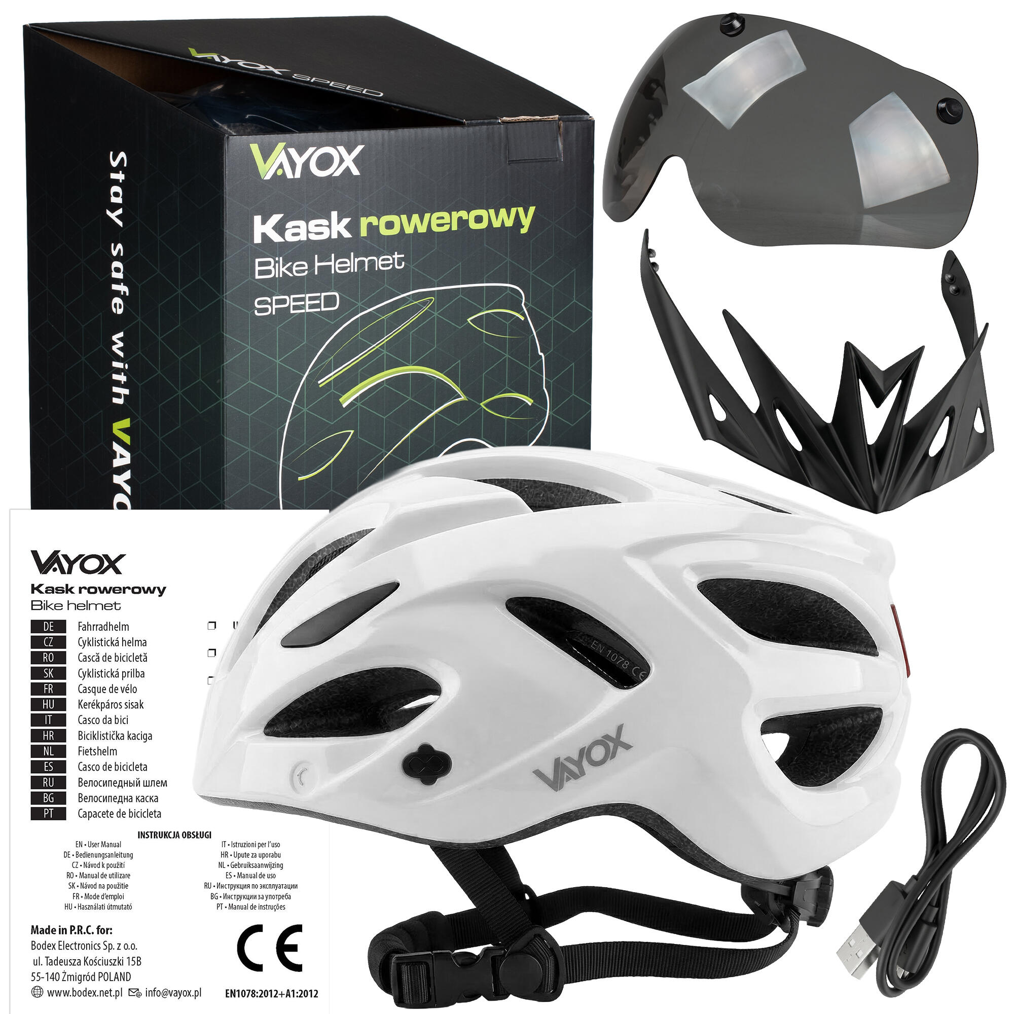 Capacete de ciclismo Vayox Speed VA0425 com luz LED e viseira 7/7