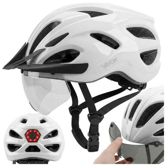 Casco bici Vayox Speed VA0425 con luce LED e visiera