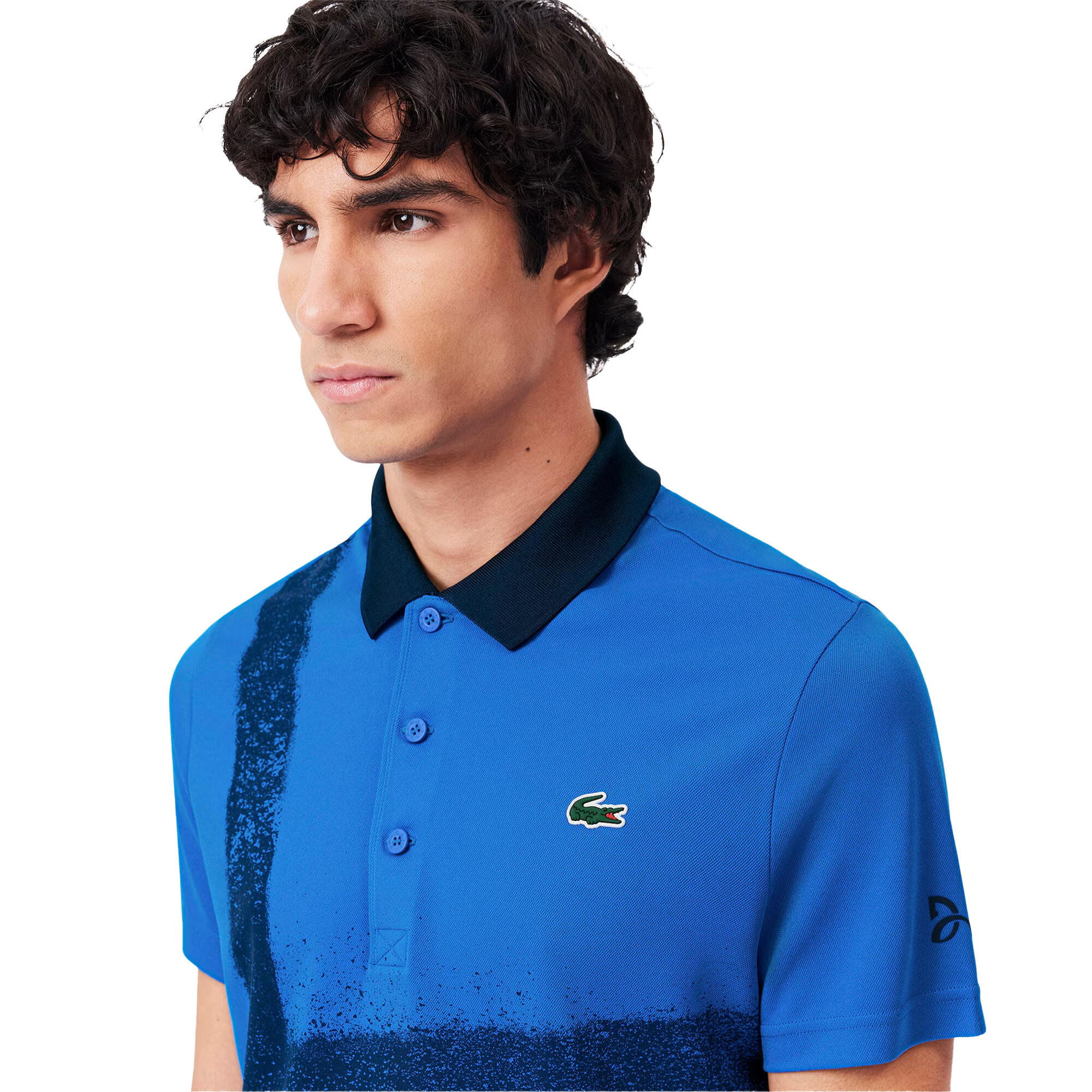 Mens Novak Djokovic Tennis Polo Shirt (Blue) 3/4