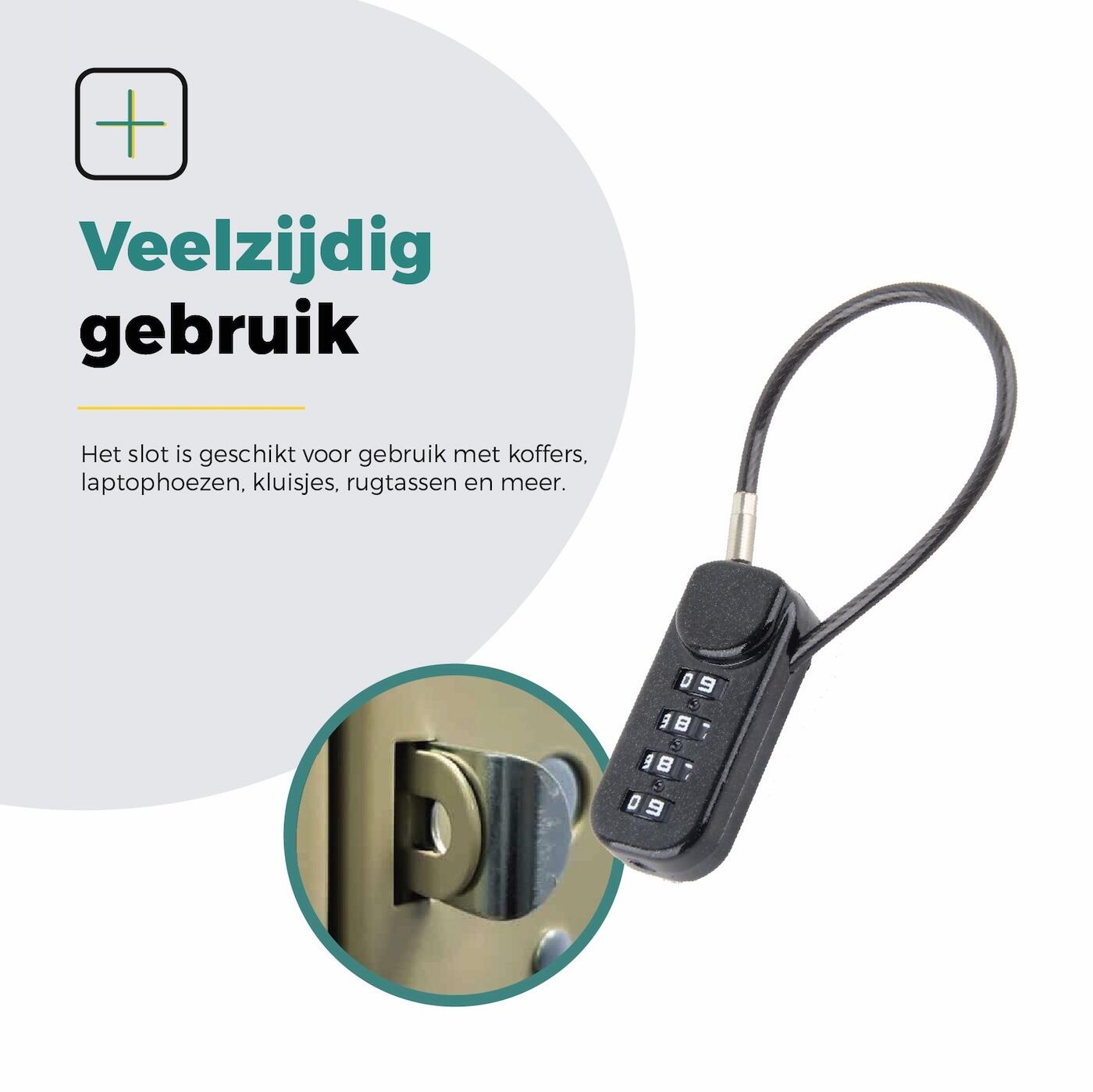Voltano Luxe Fietstas Slot - Hangslot / Cijferslot - Zwart 7/7