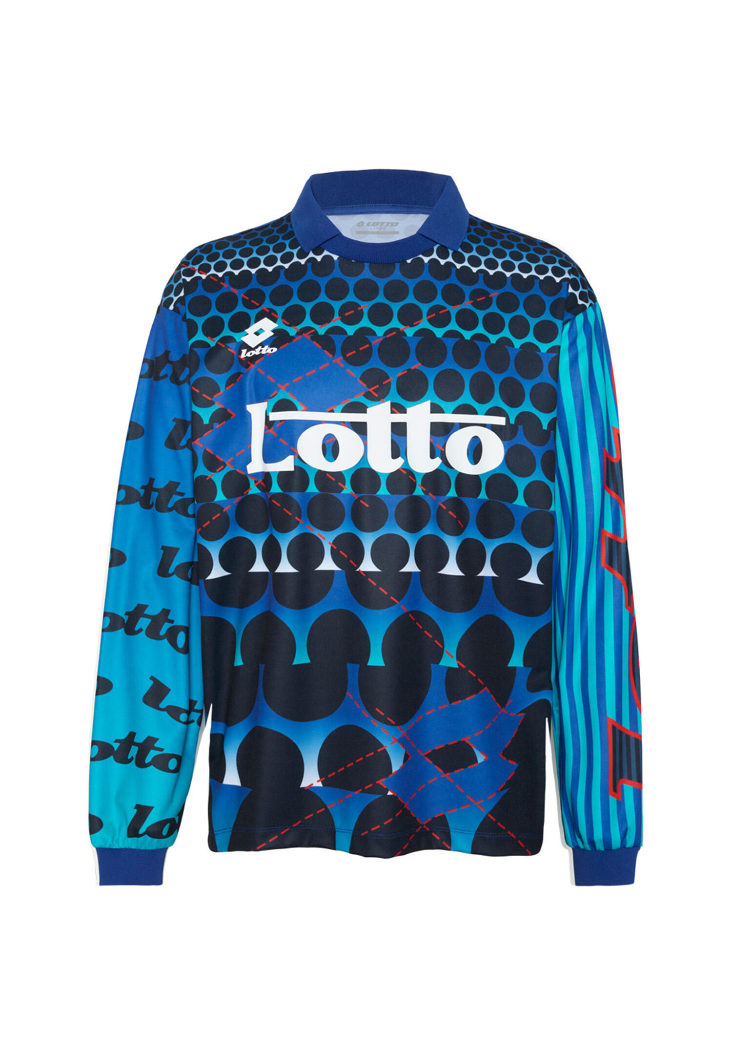 Lotto Herren Trikot Shirt Langarm 1325014 Sportshirt Training Loose Fit Blau 1/2