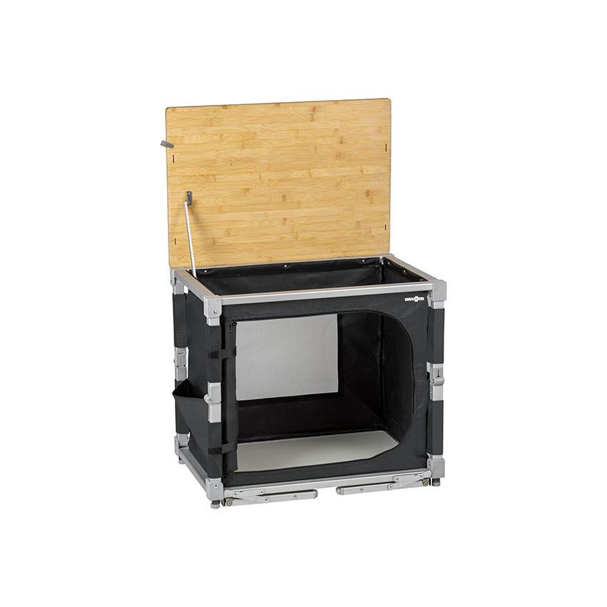 Cocina de camping Azabache Cubo Armario plegable Parrilla Mesa Madera bambú 5/7