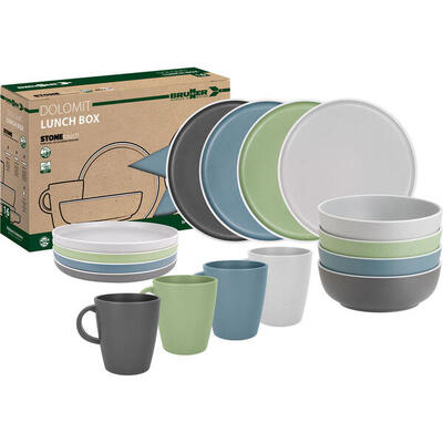 Melamine servies set lunch box dolomit stone touch camping borden 16st