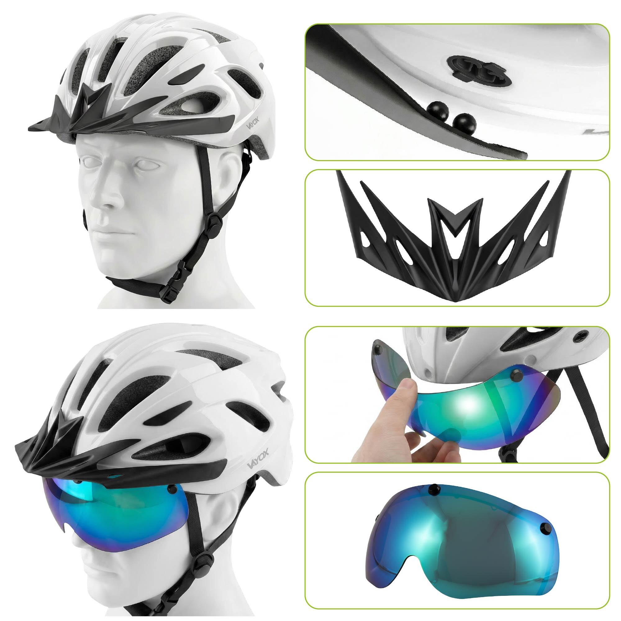 Fahrradhelm Vayox Speed VA0425 mit LED-Leuchte und Visier 3/7