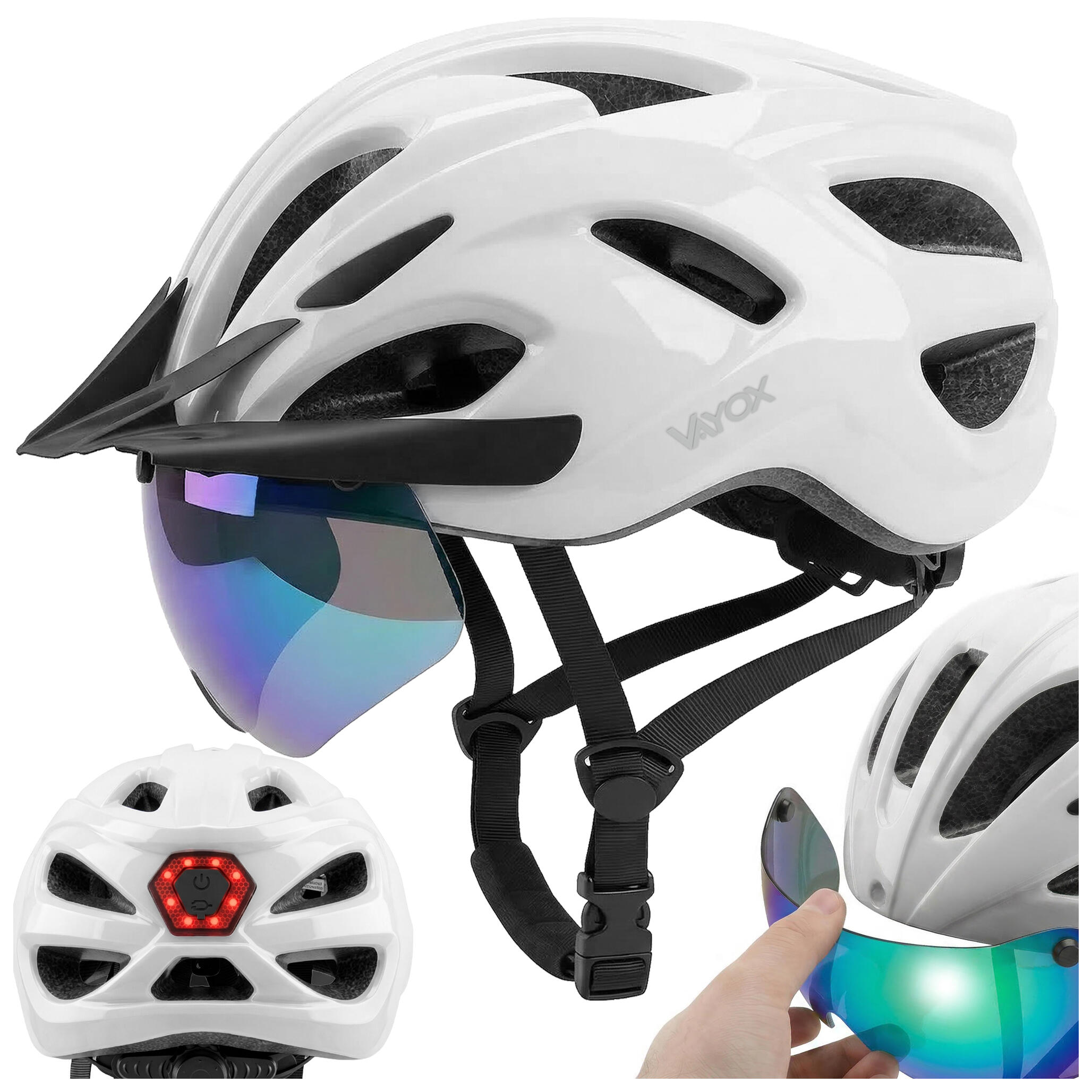VAYOX Cyklistická helma Speed VA0425 s LED světlem a kšiltem
