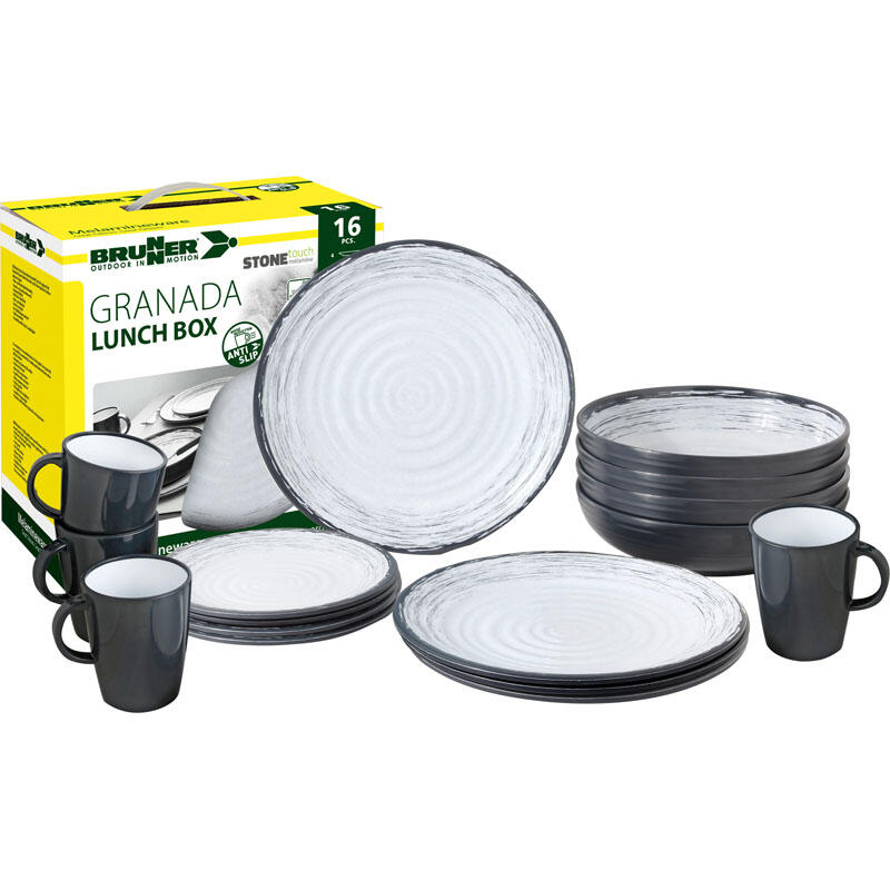 Set Stoviglie Da Campeggio Bluebay – 16 Pezzi Per 4 Persone, In Melamina Antiscivolo, Resistente E Lavabile In Lavastoviglie