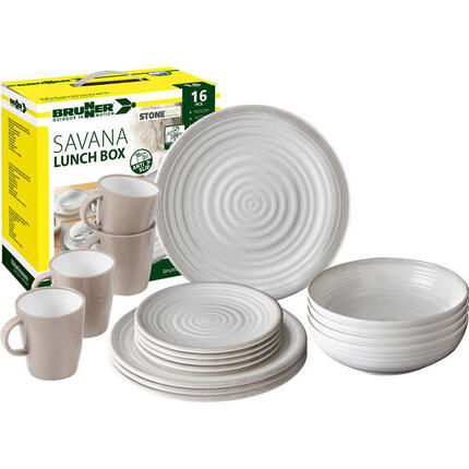 Vaisselle de camping Mélamine Set Lunch Box 16 pièces Assiettes voyage