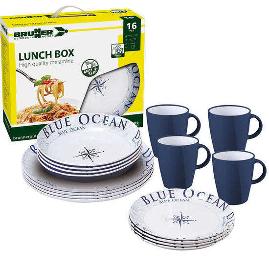 Brunner Blue Ocean Lunch Box - melamine serviesset (16 delig)
