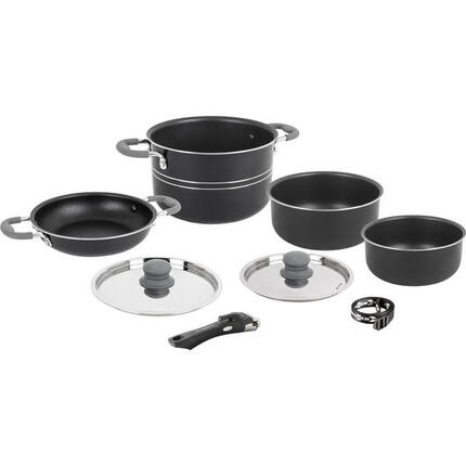 Camping Koch Geschirr Set Flavor 7+1 22 cm Outdoor Küche Topf Pfanne Alu