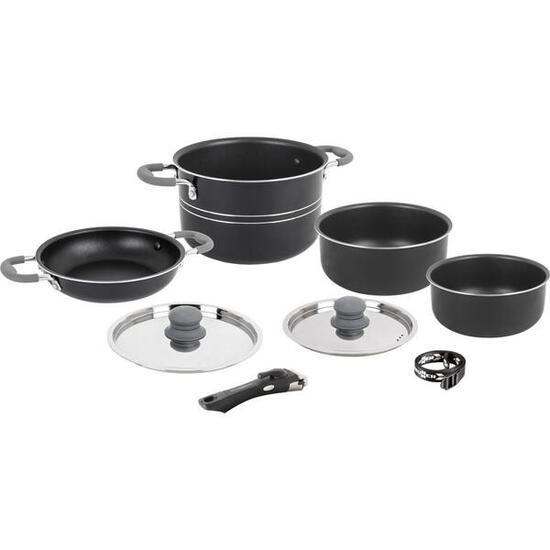 Camping Koch Geschirr Set Flavor 7+1 22 cm Outdoor Küche Topf Pfanne Alu