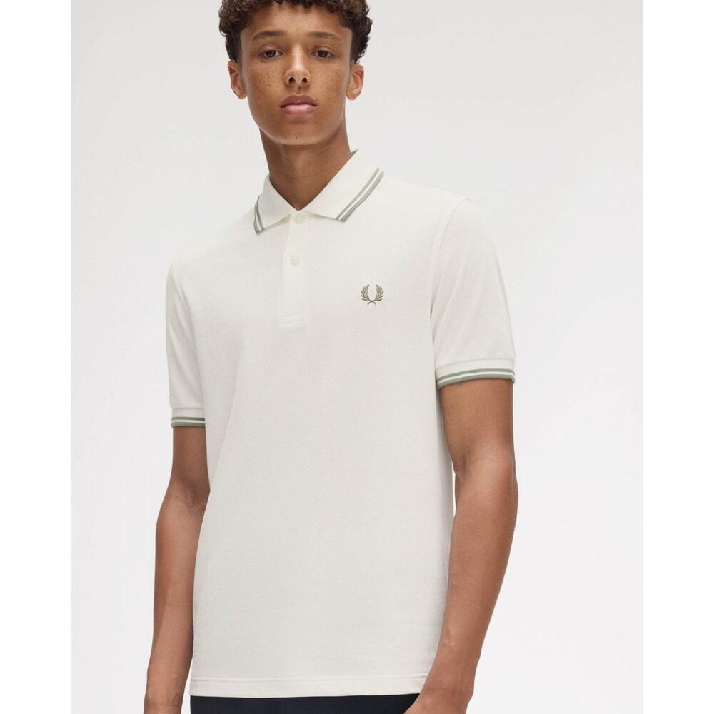 Polo per uomo Fred Perry Twin tipped Beige. 4/5