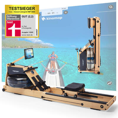Roeitrainer hout opvouwbaar met waterbestendigheid - compact - kinomap - wp 5000
