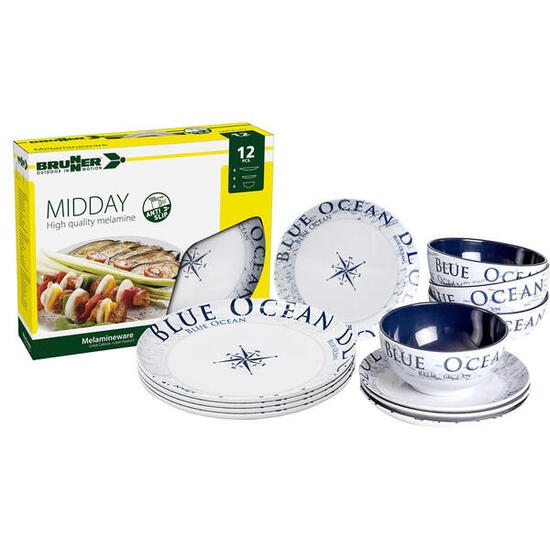 Brunner Blue Ocean Midday - melamine serviesset (12 delig)