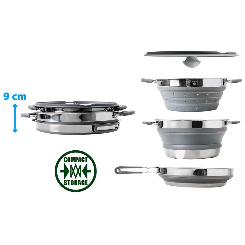 Set de Cocina Volcano Camping Olla Vajilla Apilable Silicona 5/7