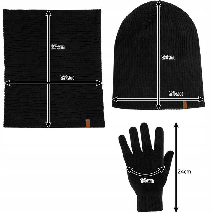 Set complet universal, dama sau barbat, caciula, manusi si fular, negru