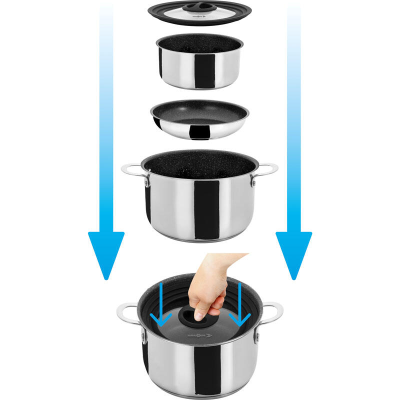 Camping Cookware Set Academy NG 5+1 Ø20 cm Outdoor Kitchen Pot Pan 4/7