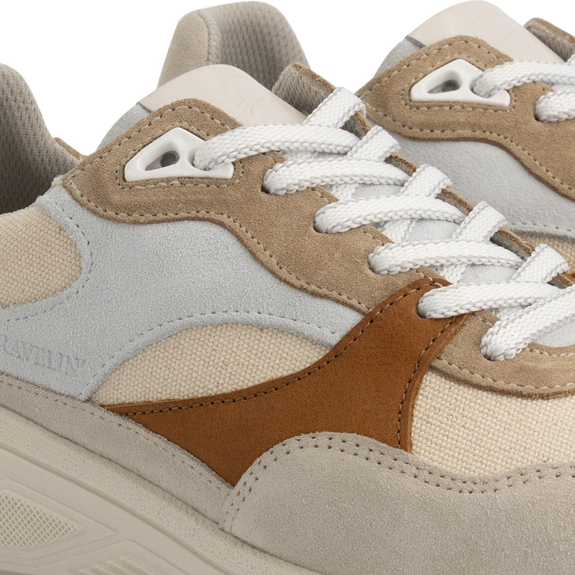 Riber Donna - Sneakers - Pelle e tela - Sabbia/Cognac 7/7