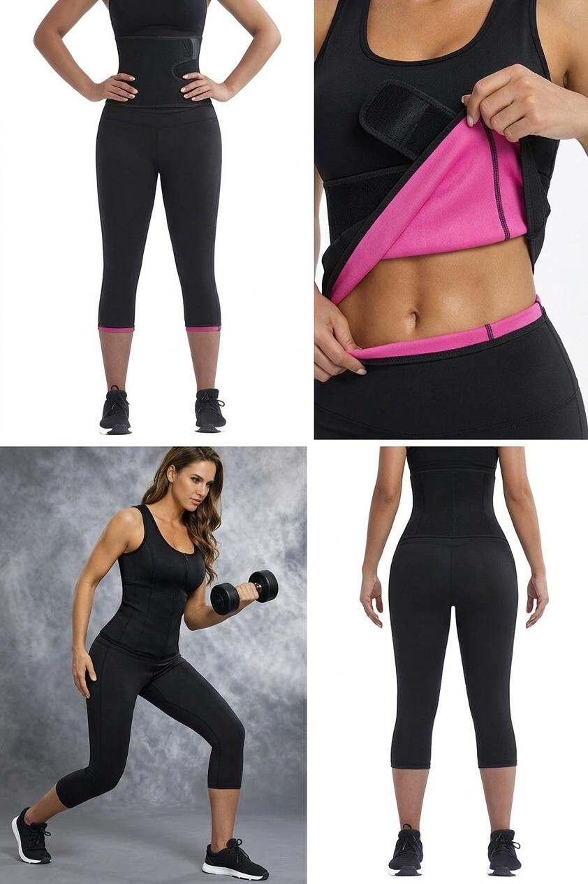 Fitness kalhoty se zabudovaným páskem pro hubnoucí ženy, neopren 7/7