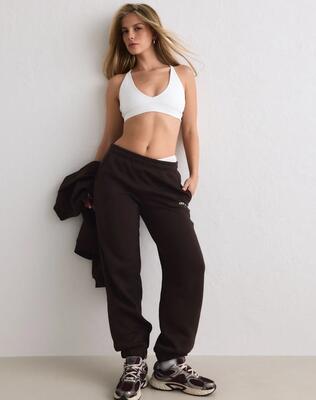 Pantaloni della Tuta da Donna Felpa Garzata Vita Media Classici Nero