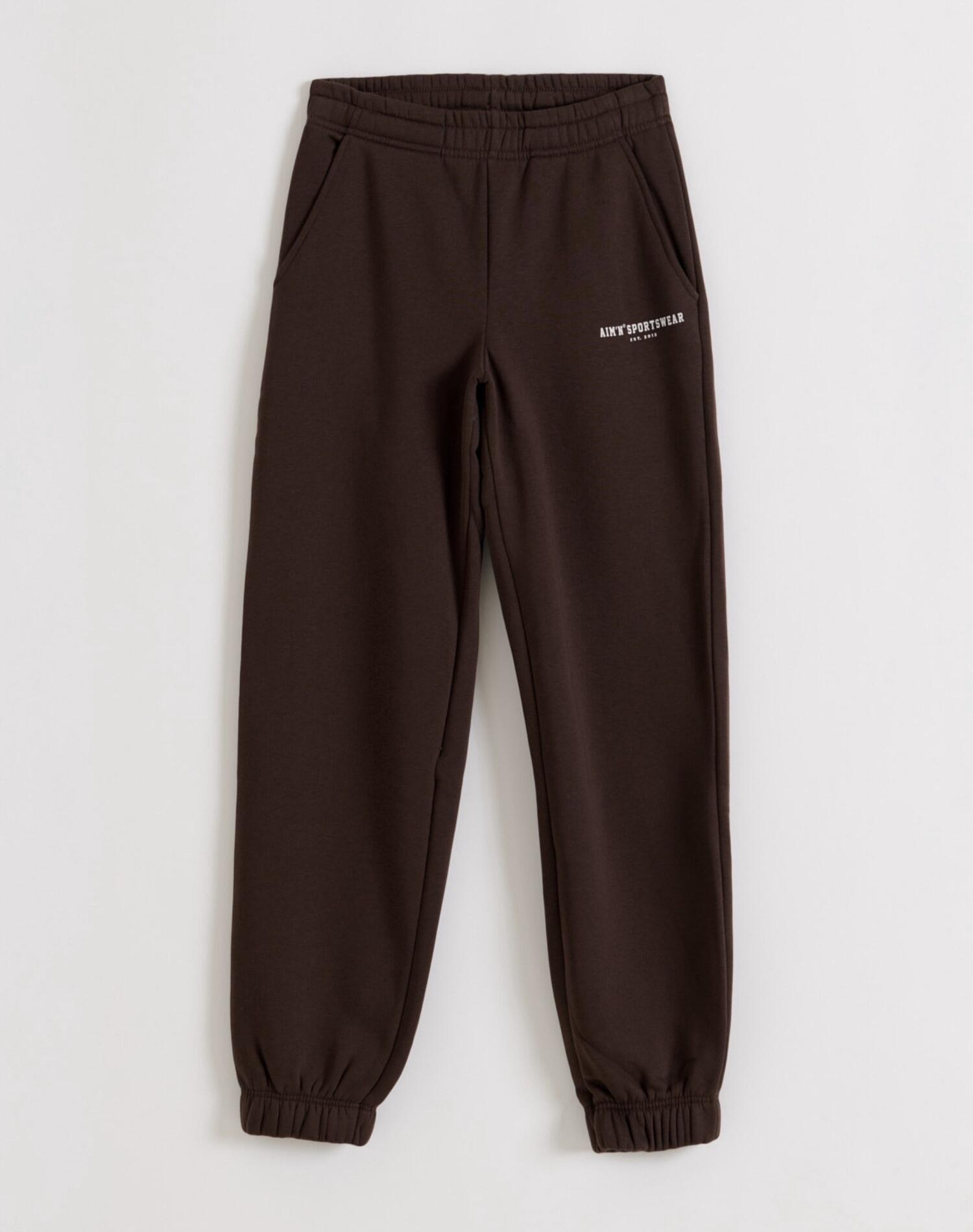 Pantaloni della Tuta da Donna Felpa Garzata Vita Media Classici Cioccolato 5/5