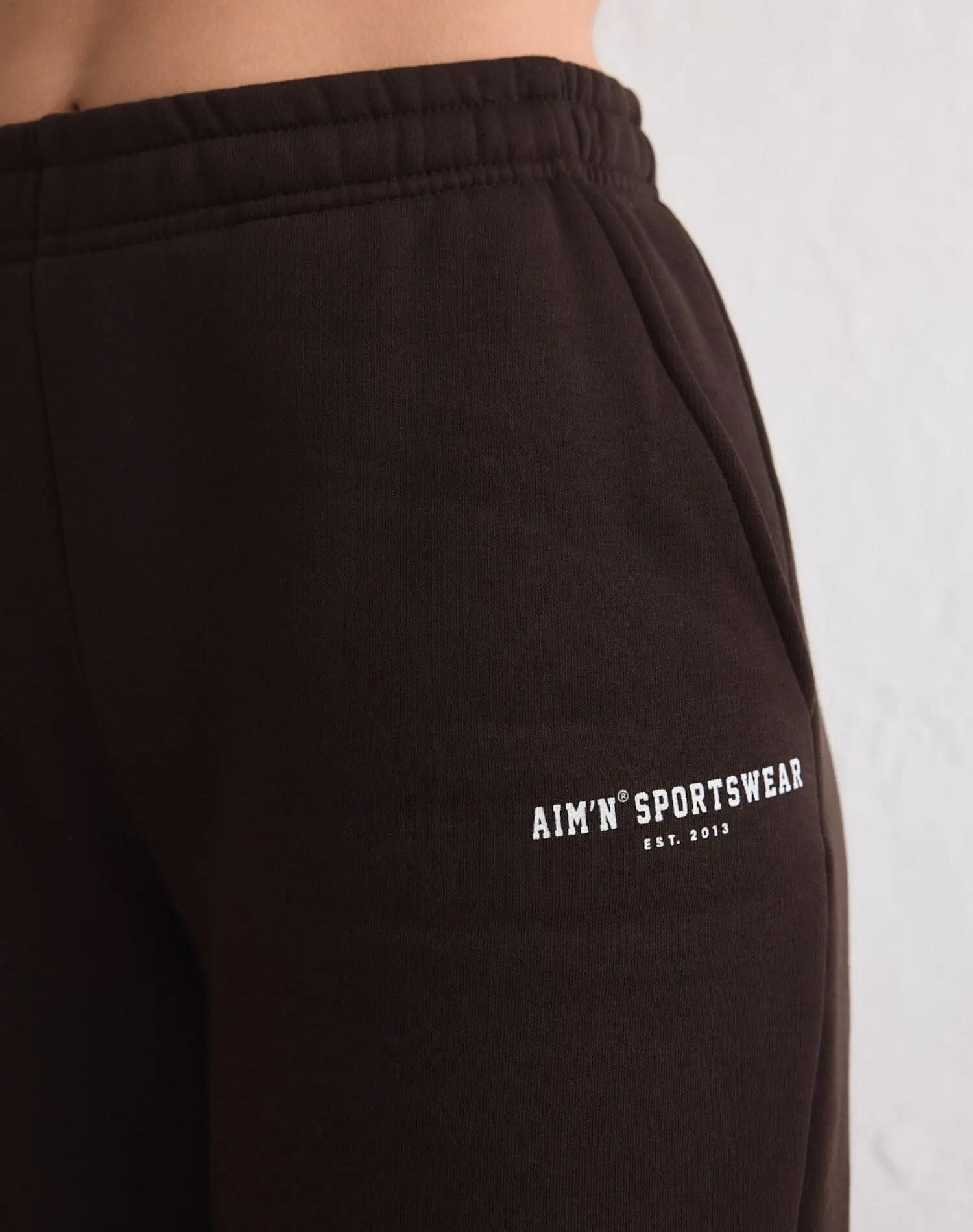 Pantalón de Chándal Mujer Punto Cepillado Tiro Medio Clásico Chocolate 3/5