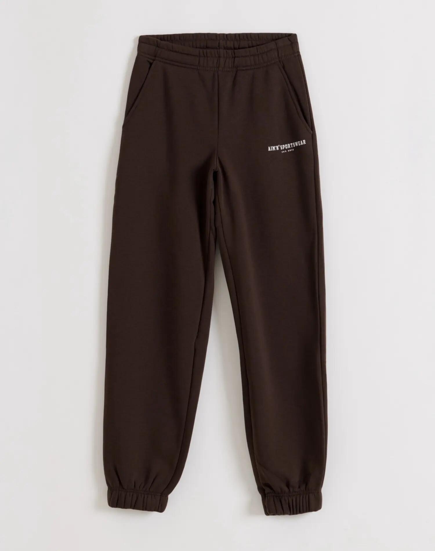 Pantalón de Chándal Mujer Punto Cepillado Tiro Medio Clásico Chocolate 5/5