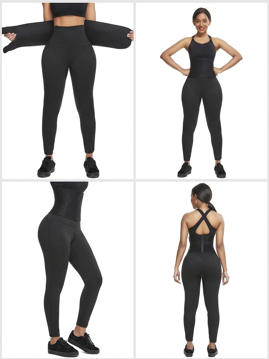 Fitness kalhoty se zabudovaným páskem pro hubnoucí ženy, neopren 7/7