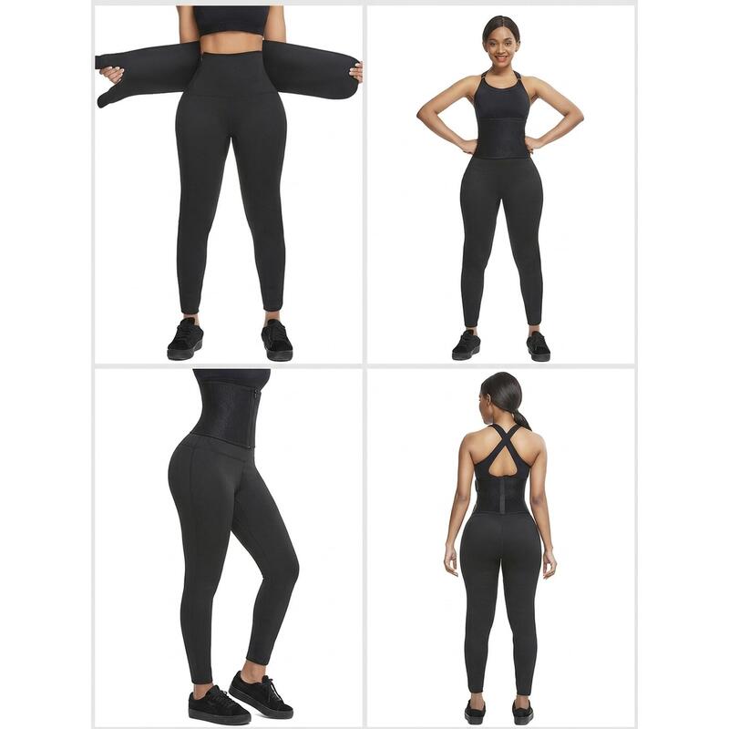 Pantaloni lungi cu centura incorporata pentru slabit femei, SlimBody, Negru , Ne