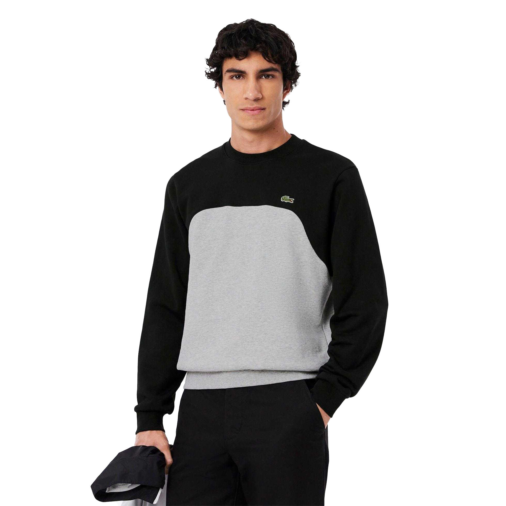 Felpa Blocchi Di Colore Pile Uomo Lacoste Grigio Nero 4/4