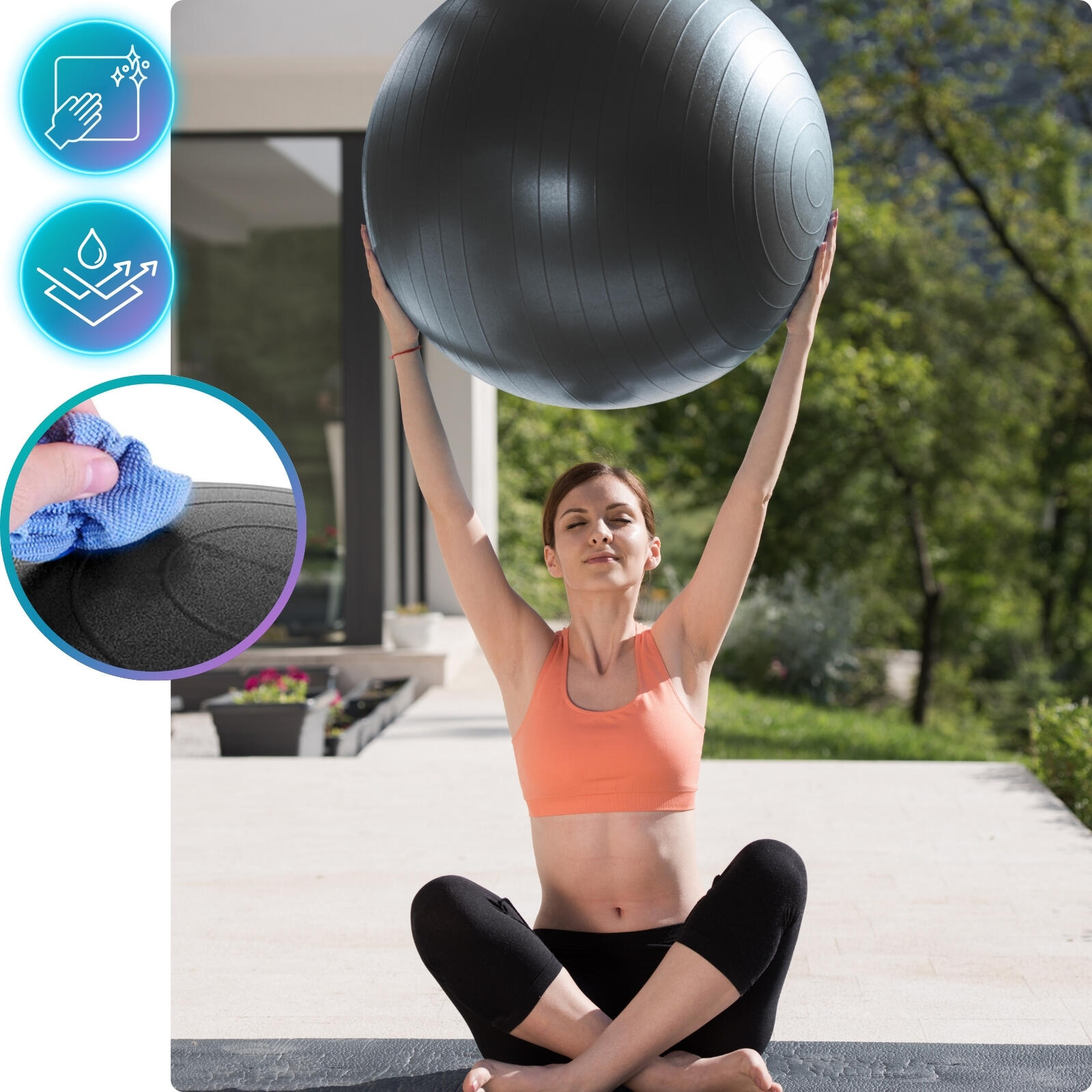 Piłka fitness do ćwiczeń gimnastyczna rehabilitacyjna Gym Ball 65 CM 1200G 7/7