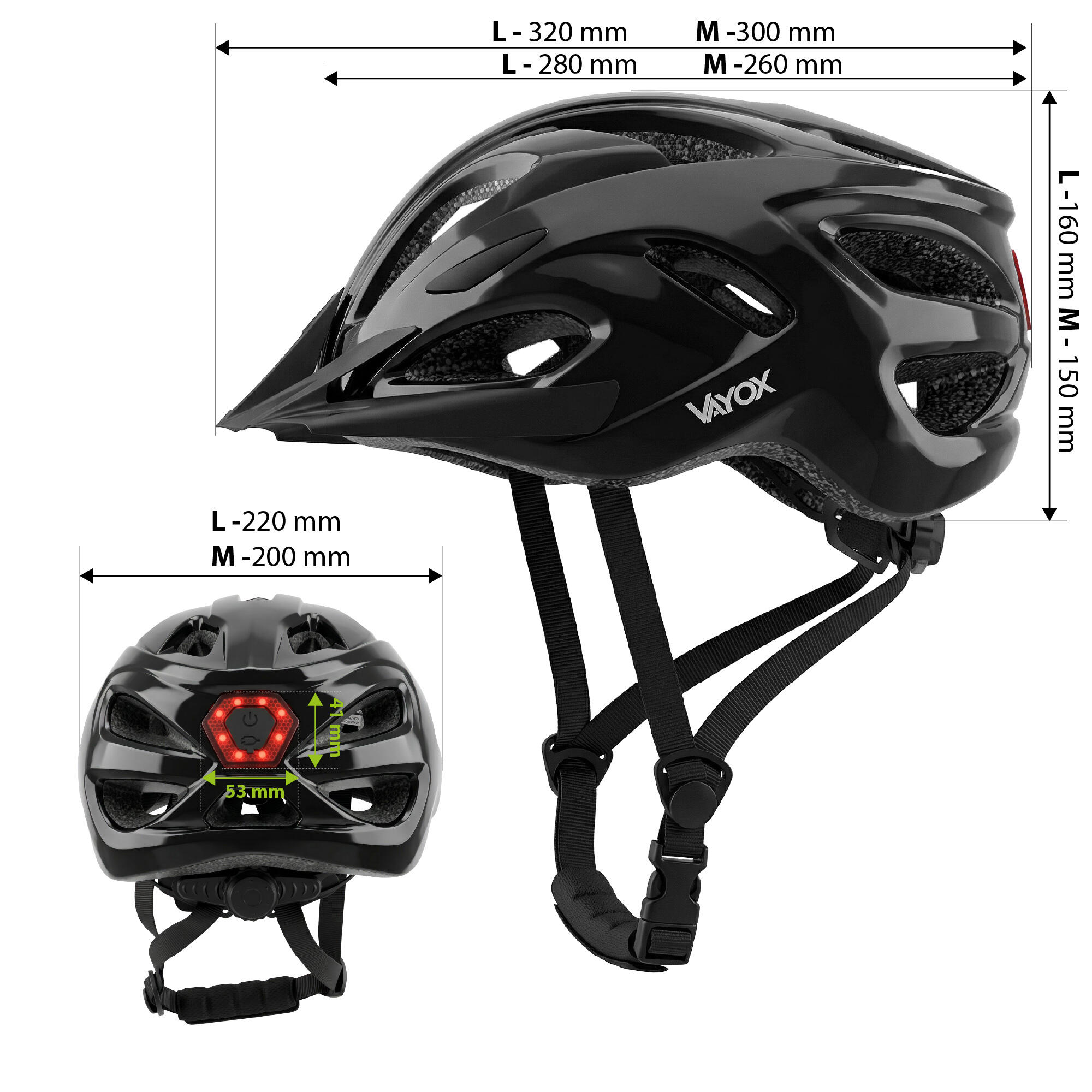Casco bici Vayox Speed VA0425 con luce LED e visiera 5/7