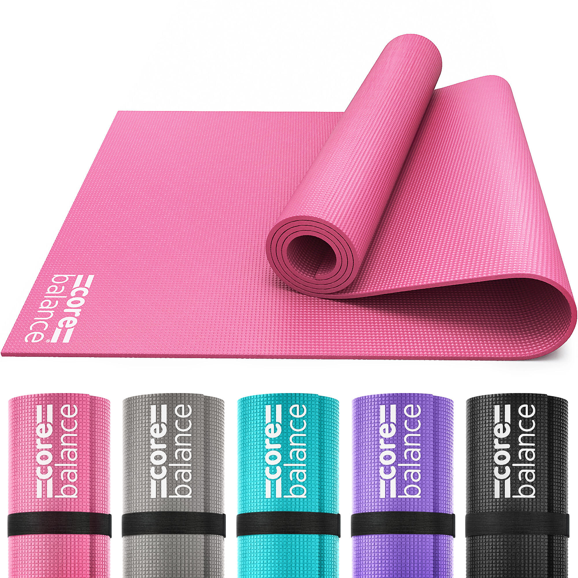 The Workout Mat 6mm ピンク Yoga Exercise Mat Foam 6mm Non Slip Pilates Gym Fitness Roll Up