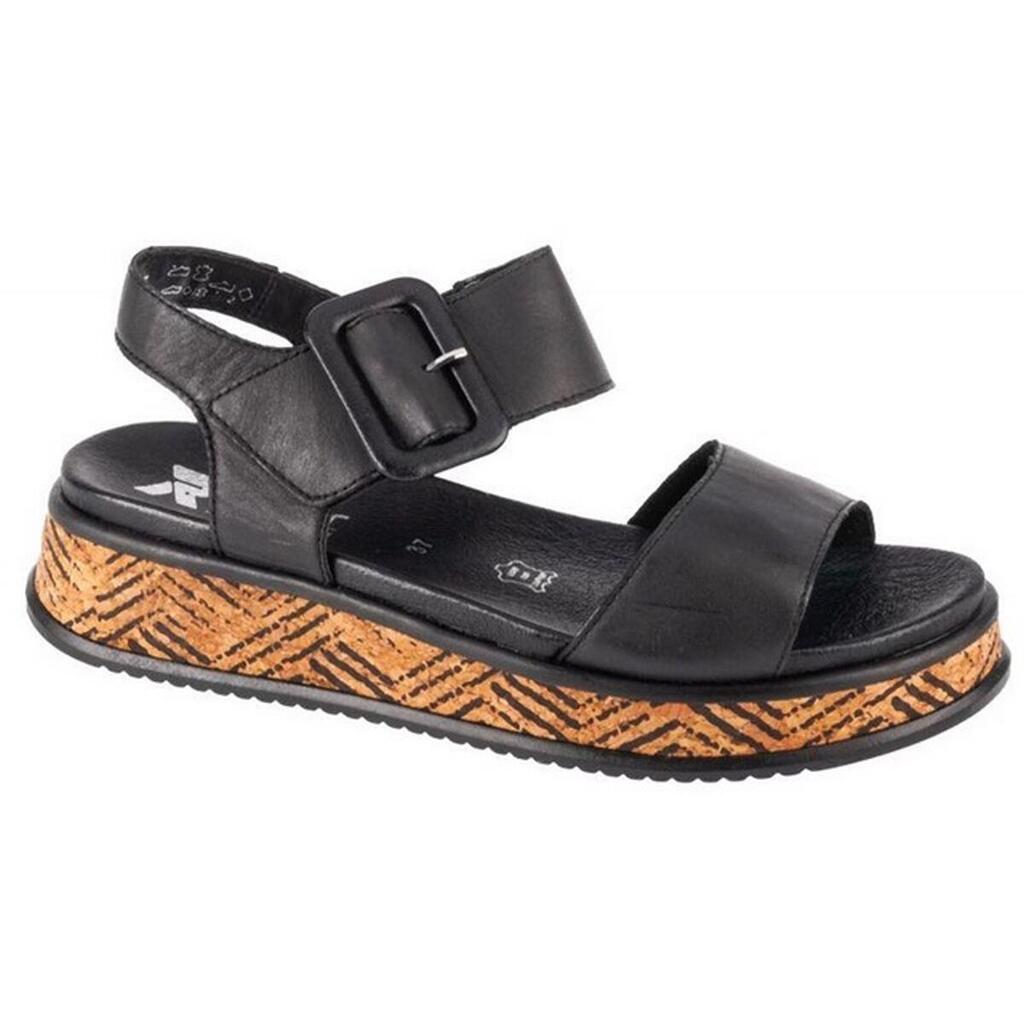 Womens/Ladies Full Grain Leather Sandals (Black)