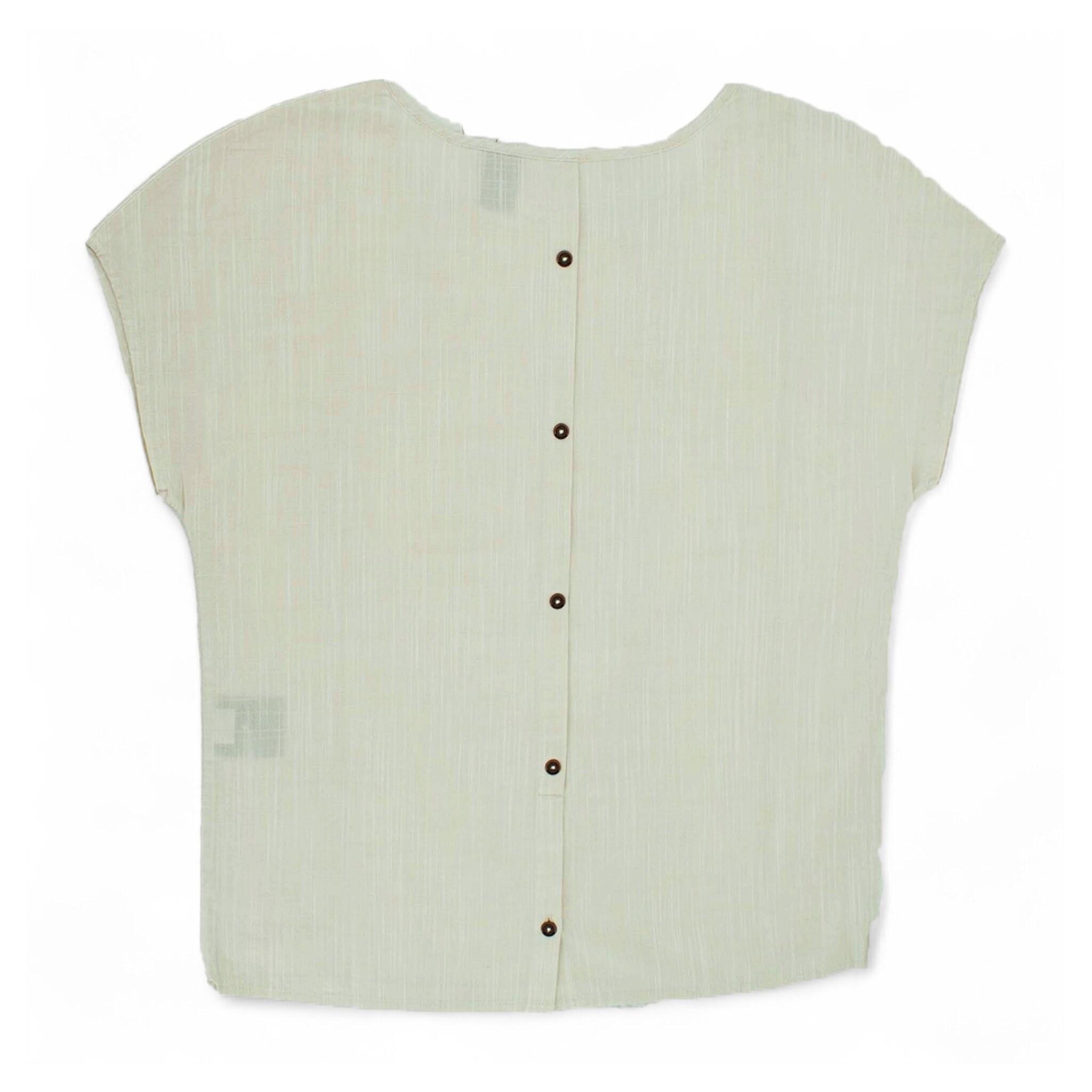 Bluse Shirt Linen Look Top Damen kurzarm Bluse in Grau 3/3