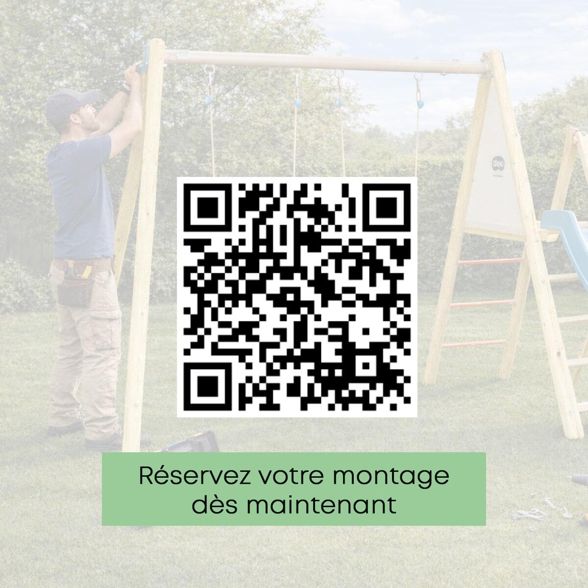 Portique bois avec 2 balançoires + 1 plateforme avec toboggan 4/7
