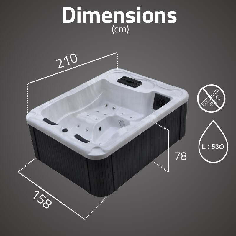 Bestway Spa acrylique rectangulaire 3 personnes 10 jets eau 14 jets air 2/6