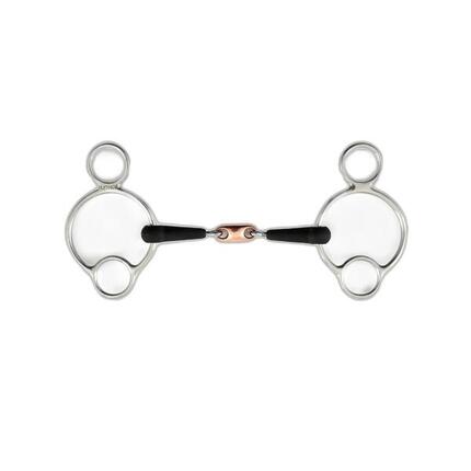 Mors 3 anneaux double brisures pour cheval caoutchouc Premier Equine