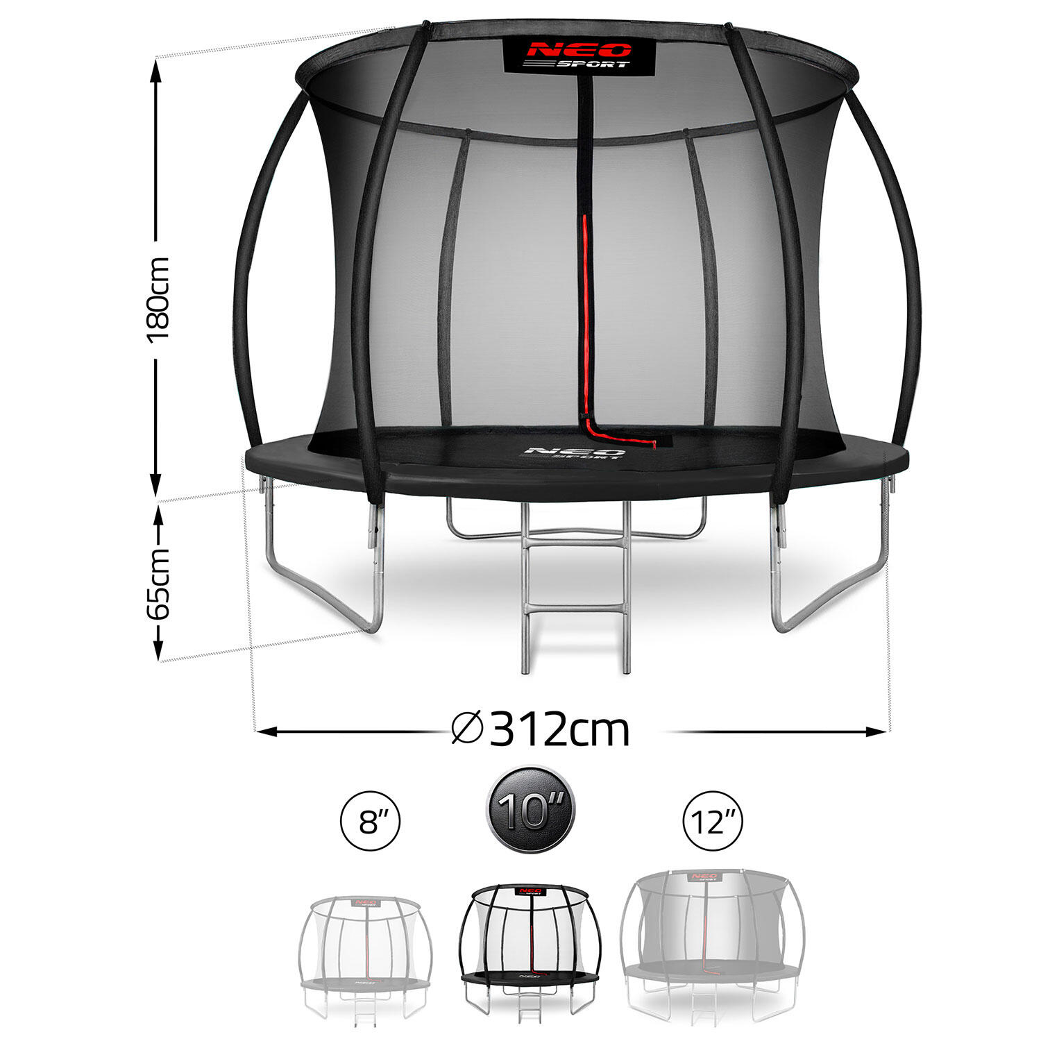 Trampolina ogrodowa Neo-Sport NS-10C231 Circle 312cm/10ft z siatką wewnętrzną 6/7