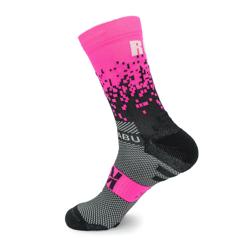 Meias Running Unissexo PIXEL 2.0 Rosa Fluor - Cano Alto 2 fios 2/7