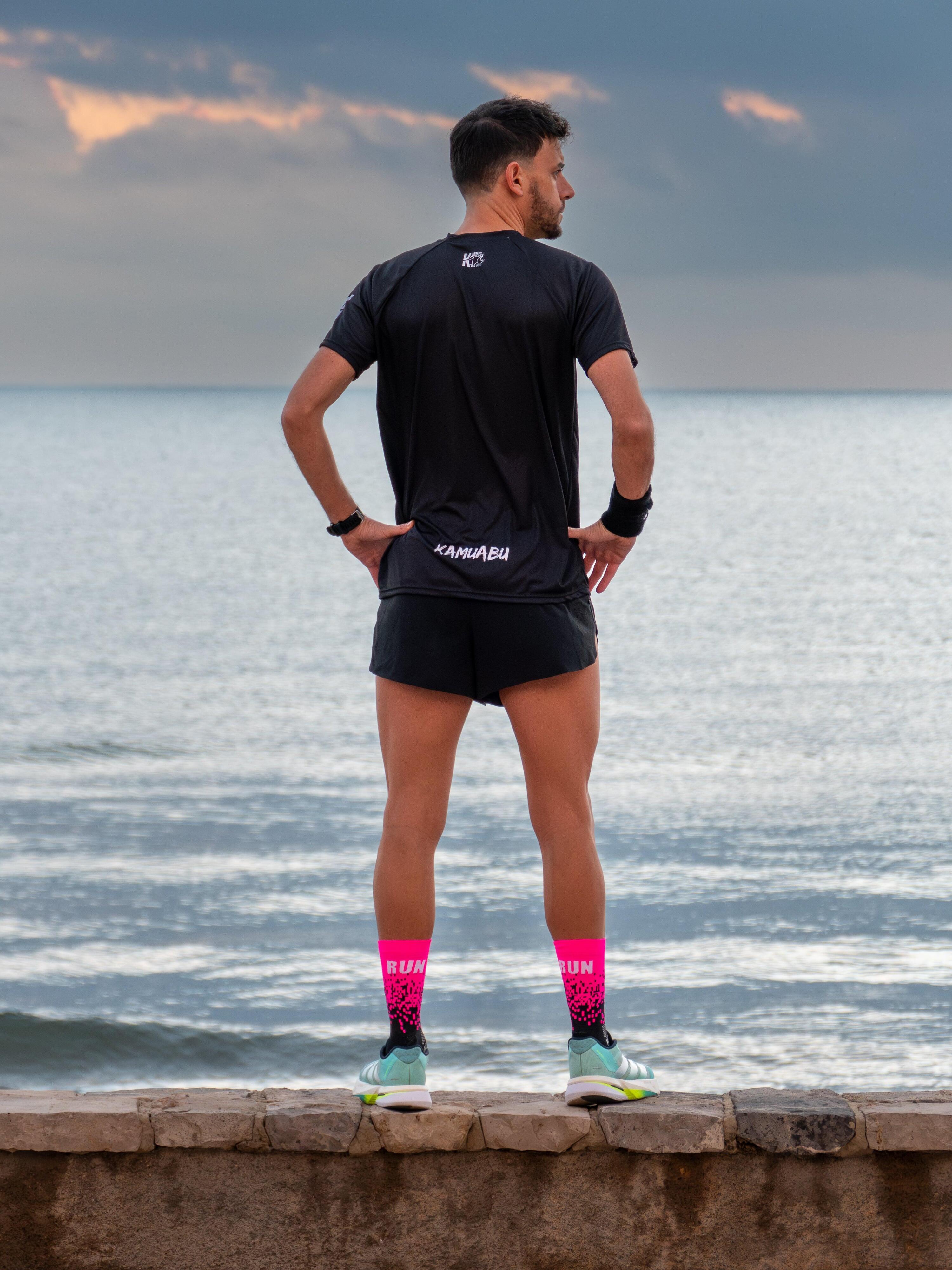 Meias Running Unissexo PIXEL 2.0 Rosa Fluor - Cano Alto 2 fios 7/7