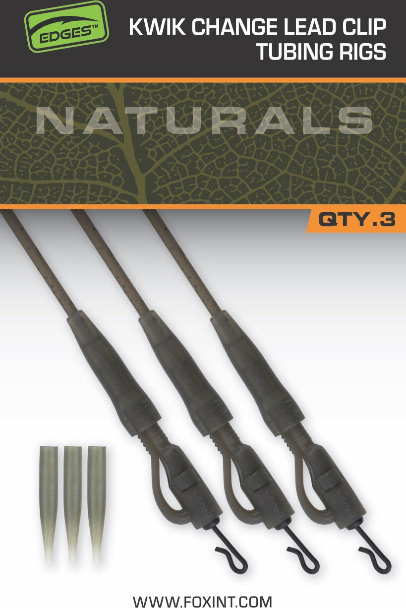 Montages tubulaires à clip plomb Kwik Change FOX Edges Naturals (lot de 3) 2/2