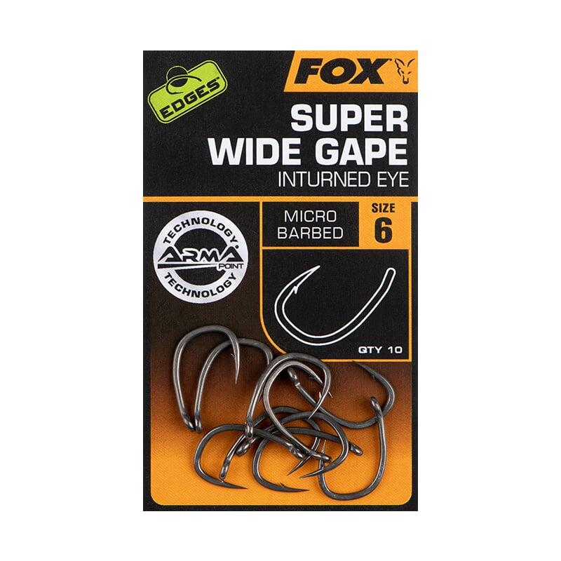 Lot de 10 hameçons Fox Edges Supe Wide Gape interned eye 3/4