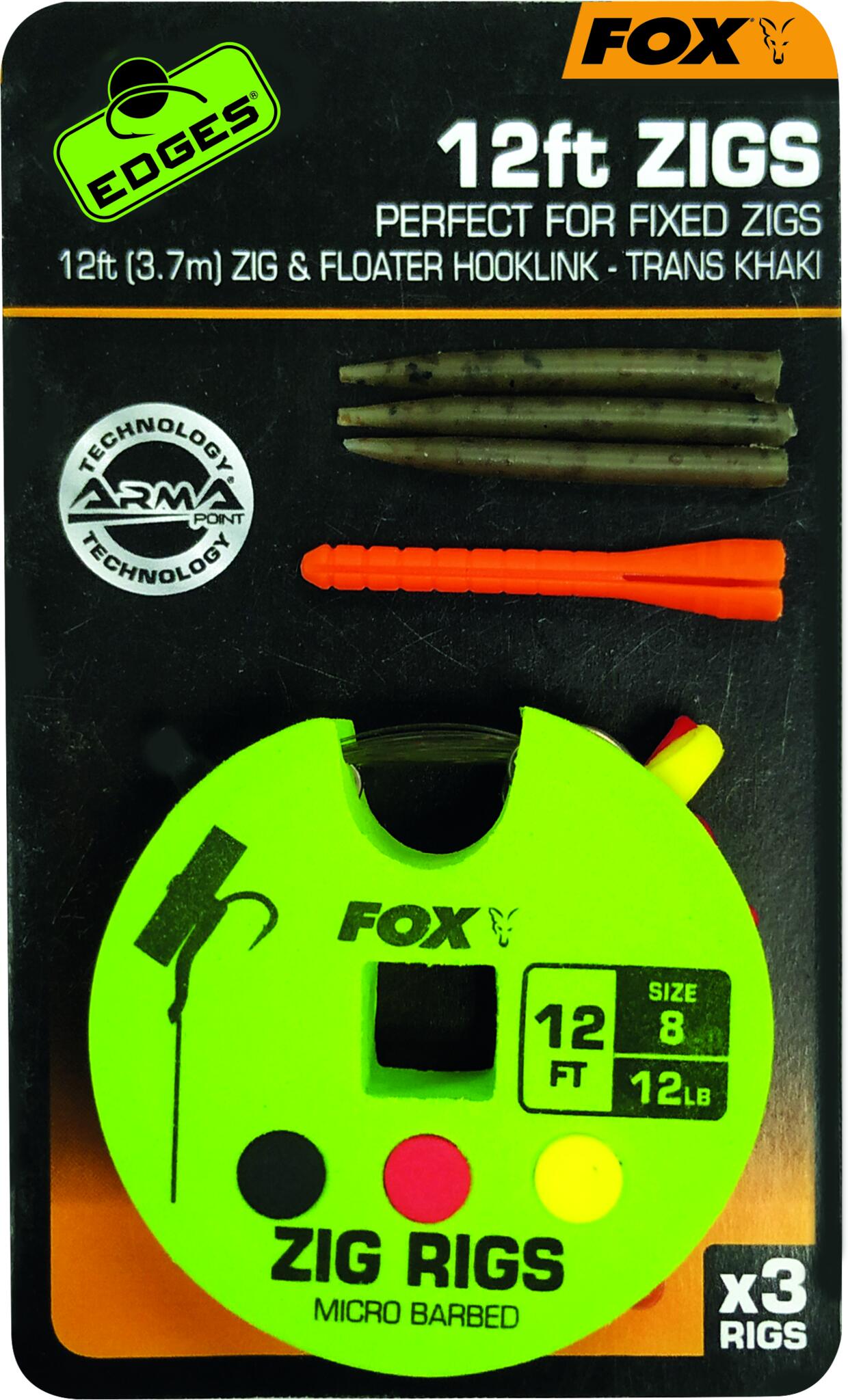 FOX Edges Zig Ready Rigs Size 8 12lb 13ft 3pcs 3/3
