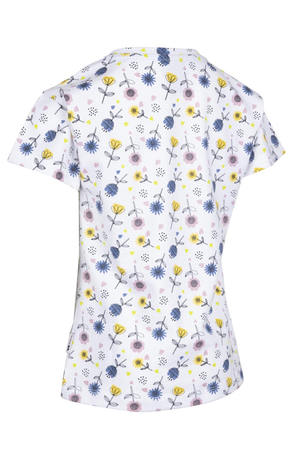 2058 T-shirt femme imprimé floral col rond manches courtes avec poche 2/2