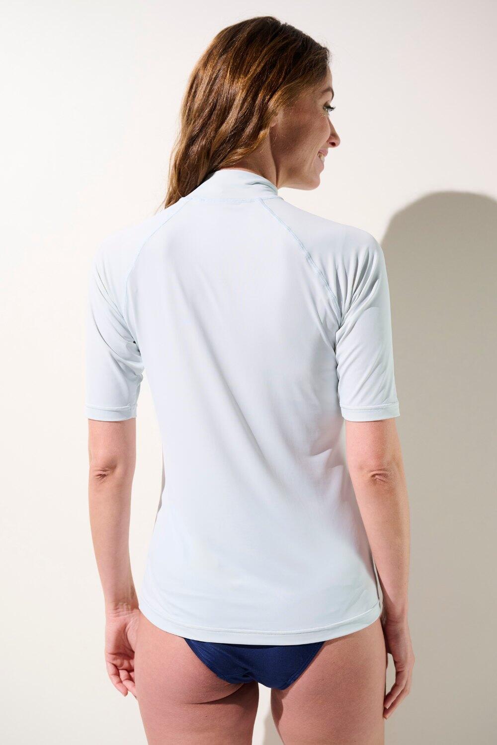 T-shirt de bain anti-UV Femme Bleu clair Manches Courtes, Malibu, UPF 50+ 3/7